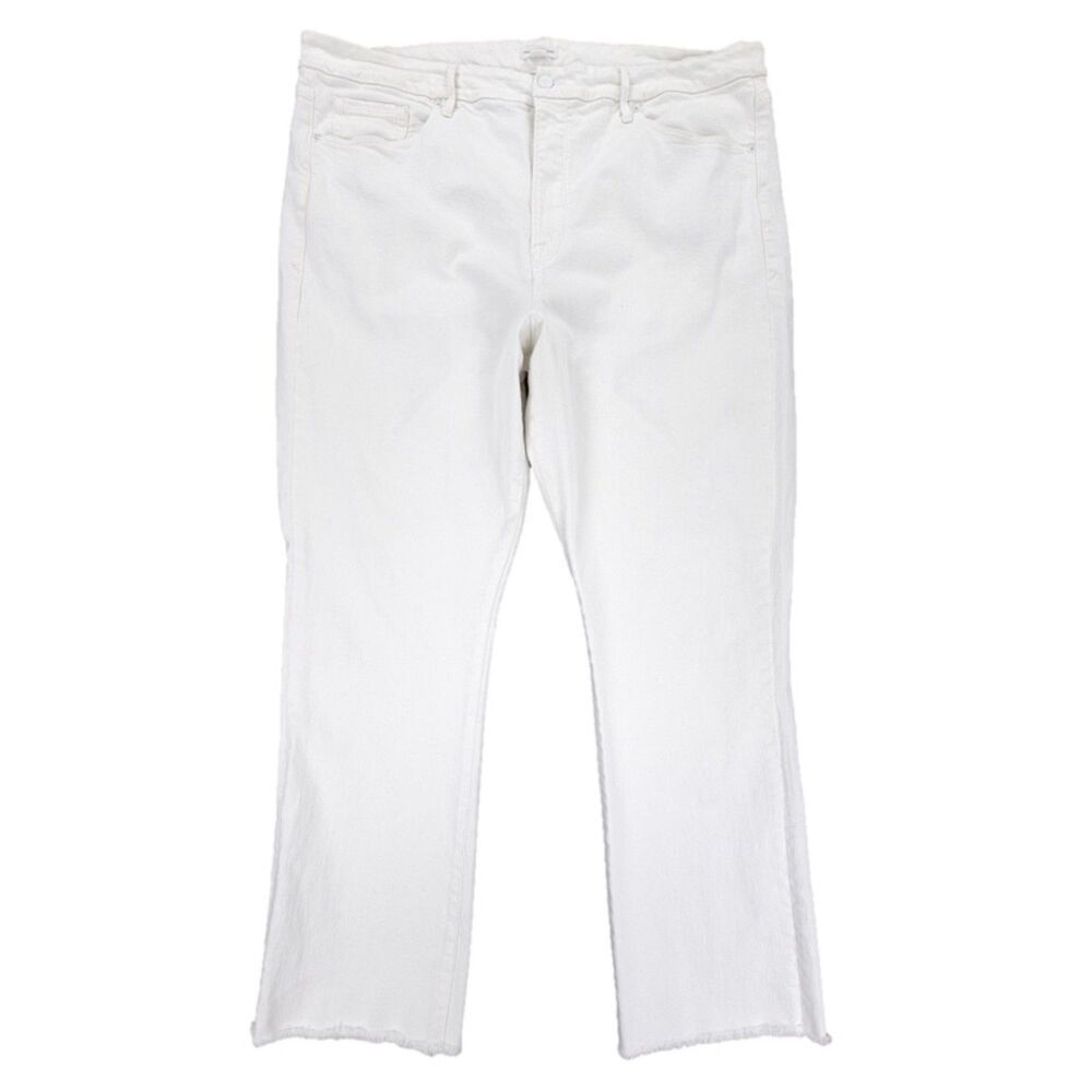 GOOD AMERICAN Good Straight Undone Hem High Rise Crop Jeans White037 90s Minimal